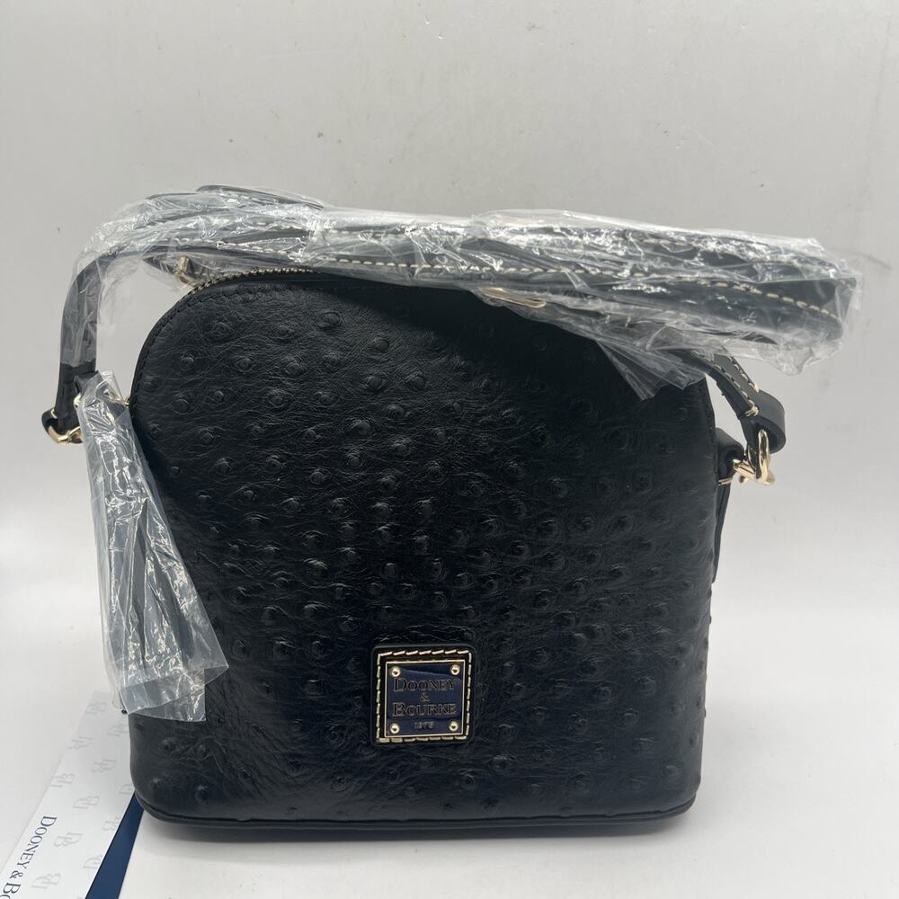Dooney & Bourke Ostrich Domed Crossbody Bag Black Color NWT